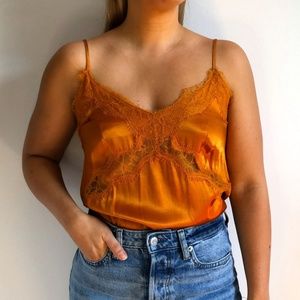 H&M Gold/Orange Lace Satin Cami